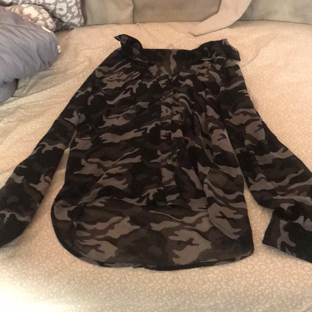 Sheer camo button up ! Super cute!
